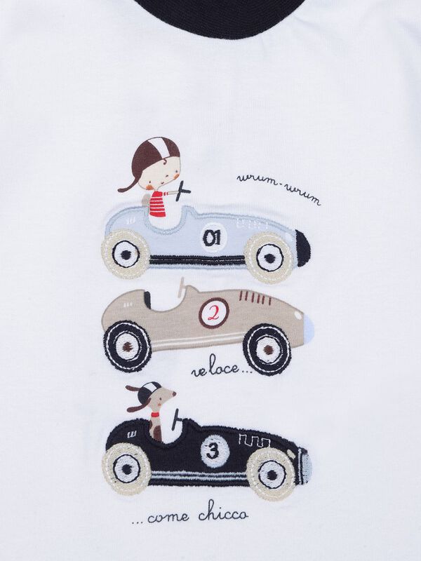 White T-Shirt With Car Graphic image number 2